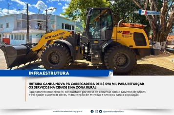 IBITIÚRA GANHA NOVA PÁ CARREGADEIRA DE R$ 590 MIL PARA REFORÇAR OS SERVIÇOS NA CIDADE E NA ZONA RURAL