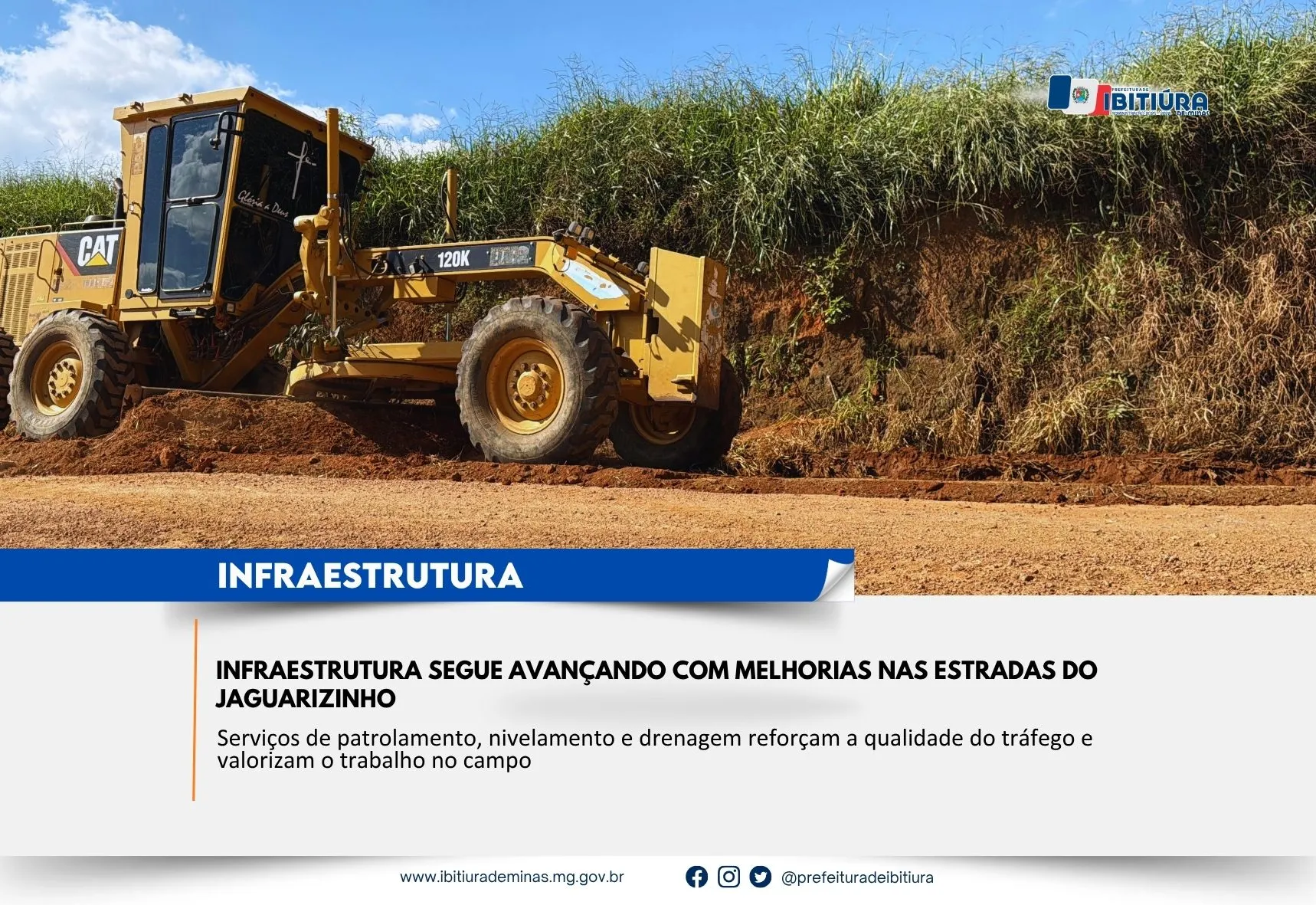INFRAESTRUTURA SEGUE AVANÇANDO COM MELHORIAS NAS ESTRADAS DO JAGUARIZINHO