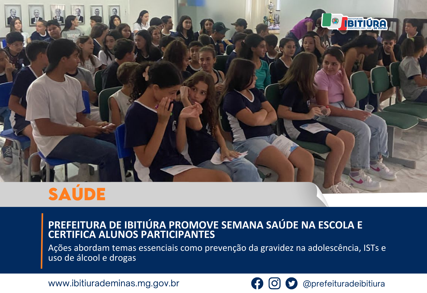 PREFEITURA DE IBITIÚRA PROMOVE SEMANA SAÚDE NA ESCOLA E CERTIFICA ALUNOS PARTICIPANTES