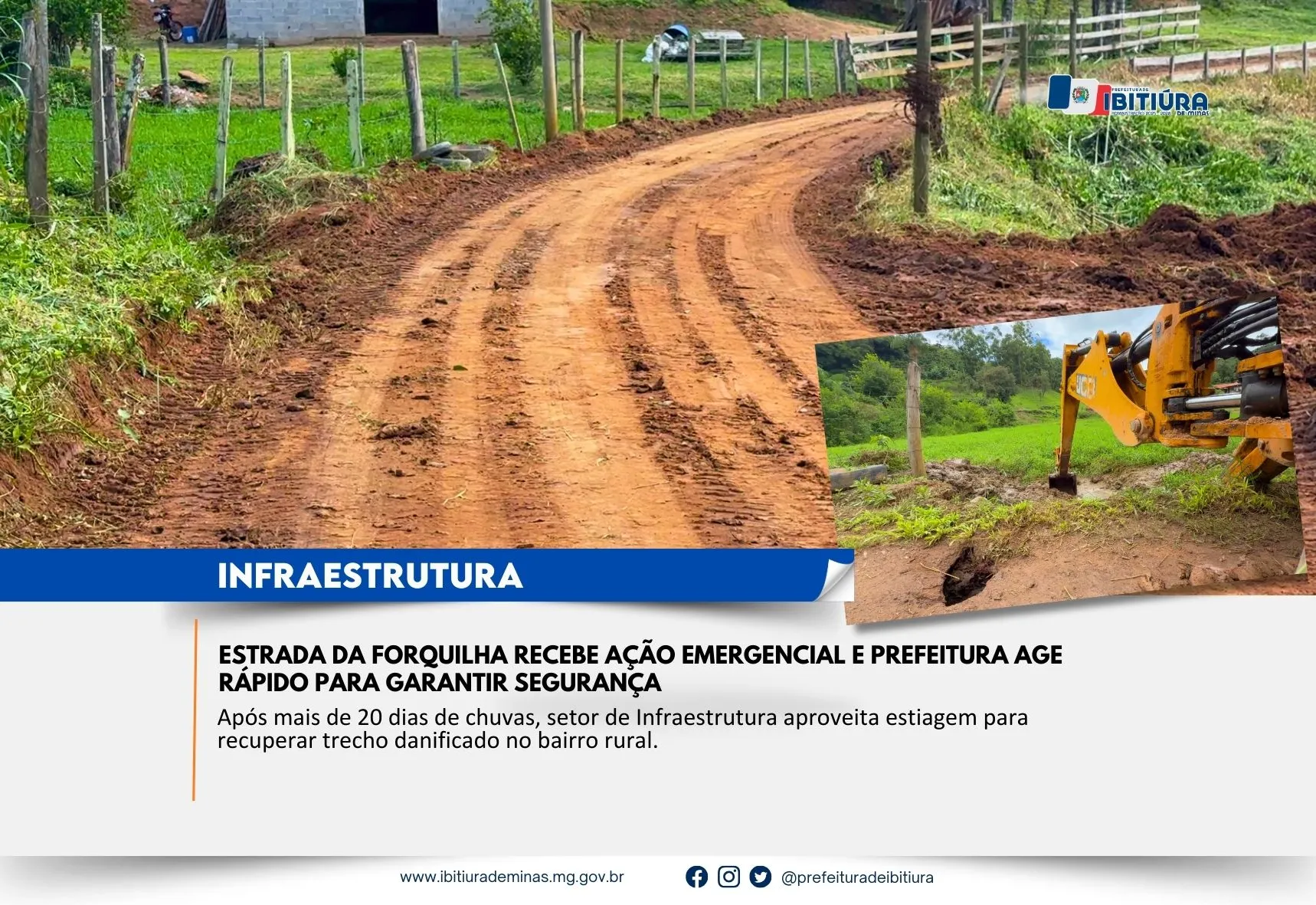 ESTRADA DA FORQUILHA RECEBE AÇÃO EMERGENCIAL E PREFEITURA AGE RÁPIDO PARA GARANTIR SEGURANÇA