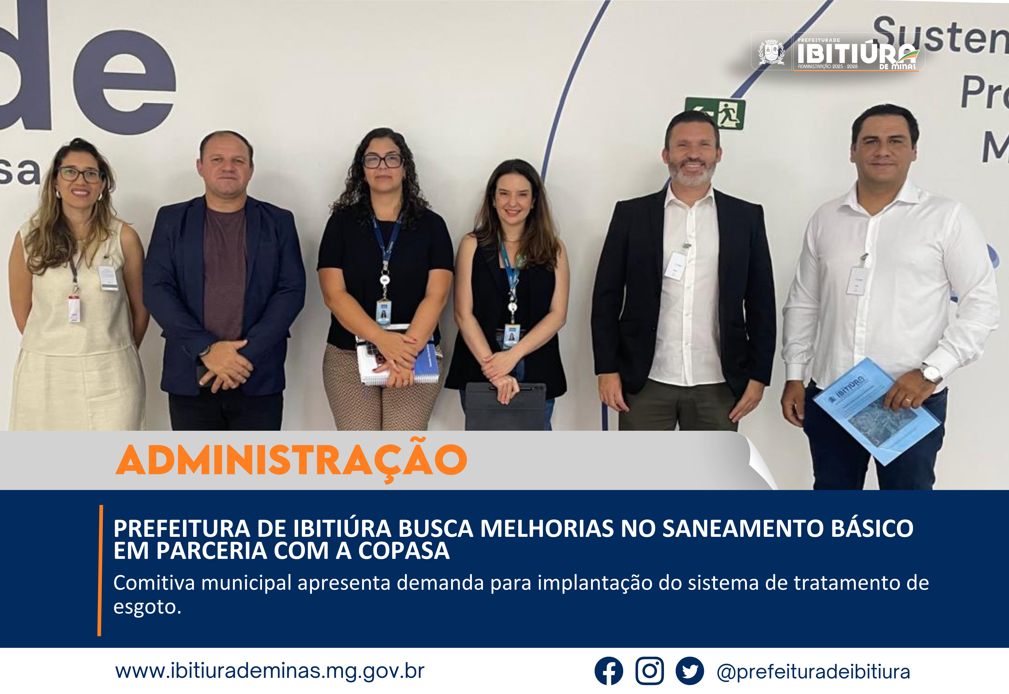 PREFEITURA DE IBITIÚRA BUSCA MELHORIAS NO SANEAMENTO BÁSICO EM PARCERIA COM A COPASA
