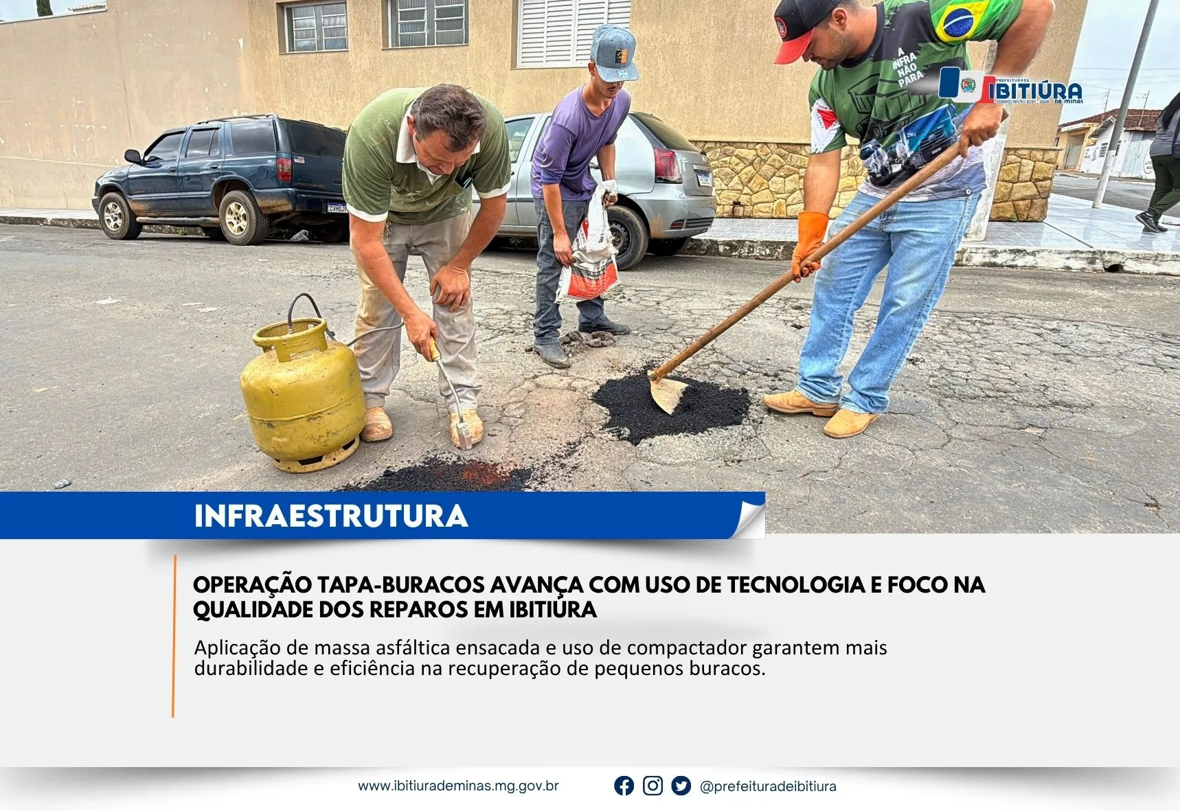 OPERAÇÃO TAPA-BURACOS AVANÇA COM USO DE TECNOLOGIA E FOCO NA QUALIDADE DOS REPAROS EM IBITIÚRA