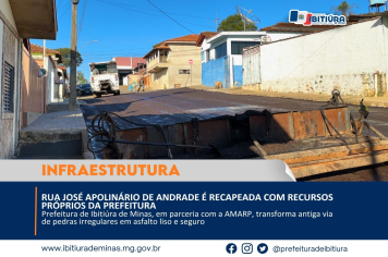 RUA JOSÉ APOLINÁRIO DE ANDRADE É RECAPEADA COM RECURSOS PRÓPRIOS DA PREFEITURA