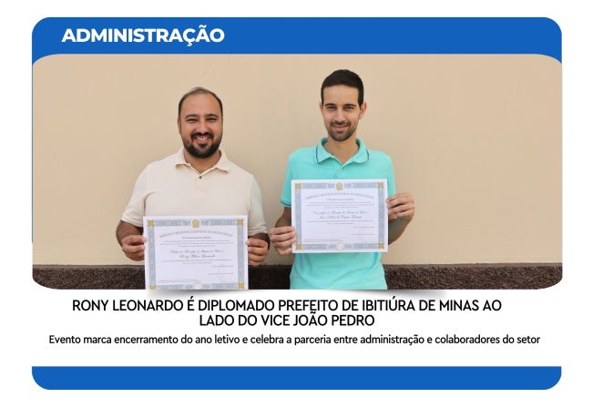 RONY LEONARDO É DIPLOMADO PREFEITO DE IBITIÚRA DE MINAS AO LADO DO VICE JOÃO PEDRO 