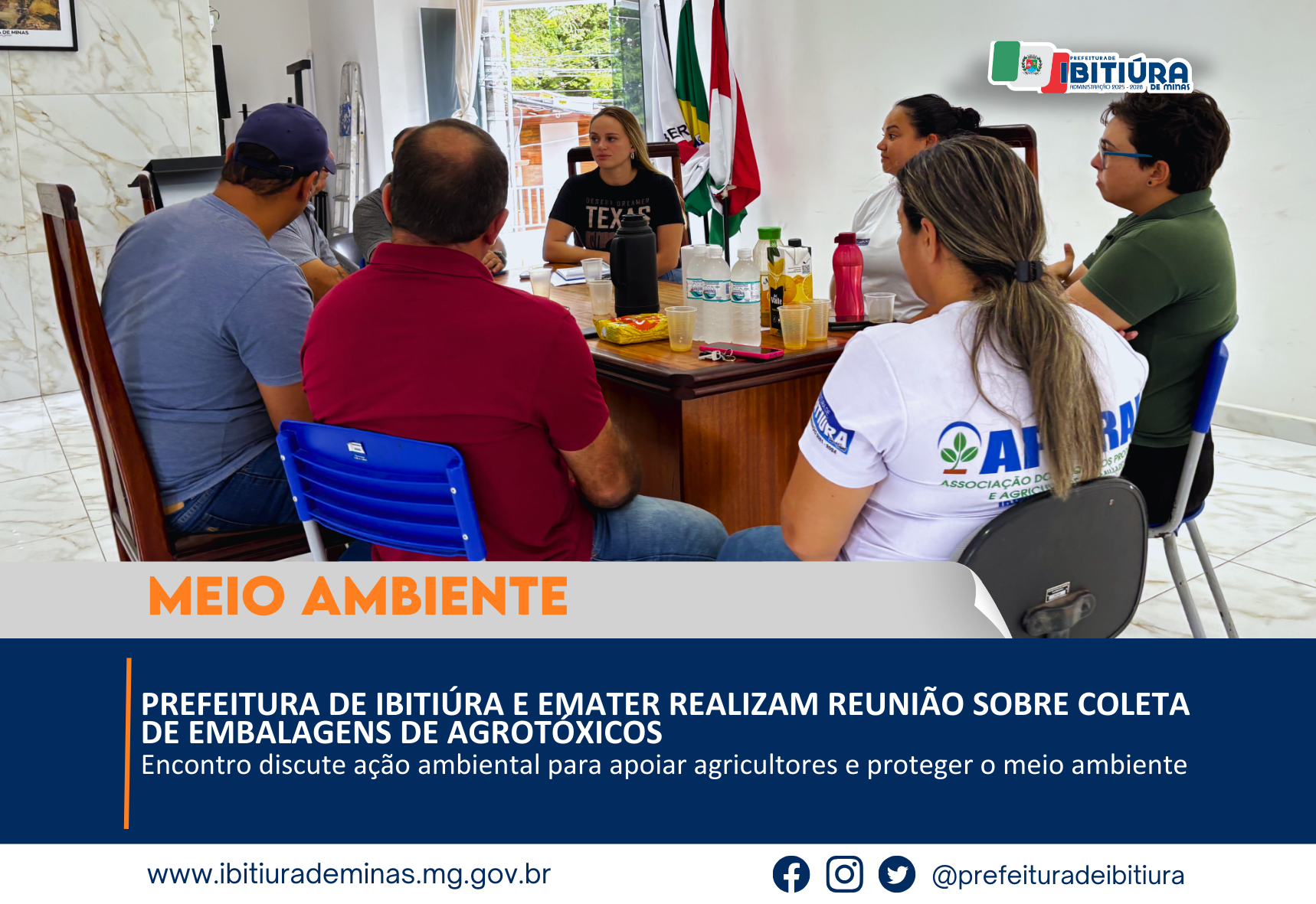 PREFEITURA DE IBITIÚRA E EMATER REALIZAM REUNIÃO SOBRE COLETA DE EMBALAGENS DE AGROTÓXICOS