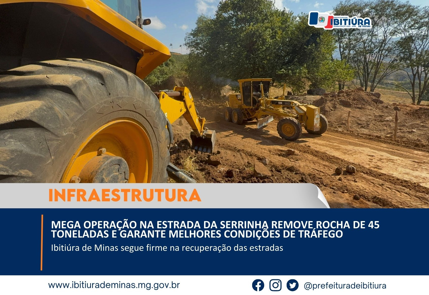 MEGA OPERAÇÃO NA ESTRADA DA SERRINHA REMOVE ROCHA DE 45 TONELADAS E GARANTE MELHORES CONDIÇÕES DE TRÁFEGO