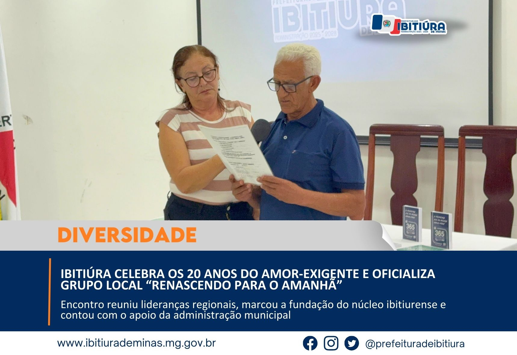 IBITIÚRA CELEBRA OS 20 ANOS DO AMOR-EXIGENTE E OFICIALIZA GRUPO LOCAL “RENASCENDO PARA O AMANHÃ”