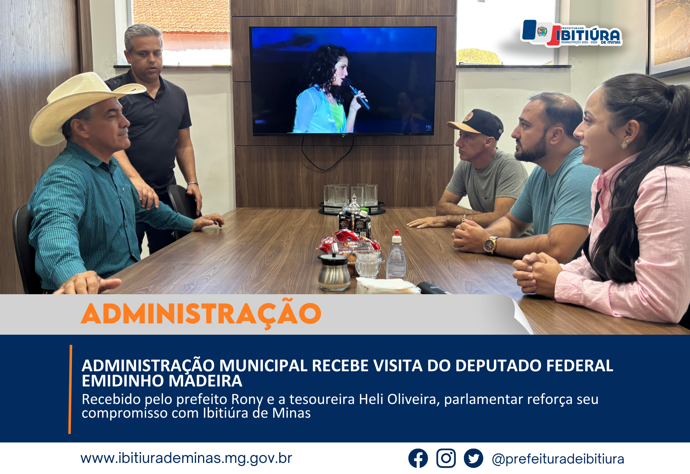ADMINISTRAÇÃO MUNICIPAL RECEBE VISITA DO DEPUTADO FEDERAL EMIDINHO MADEIRA