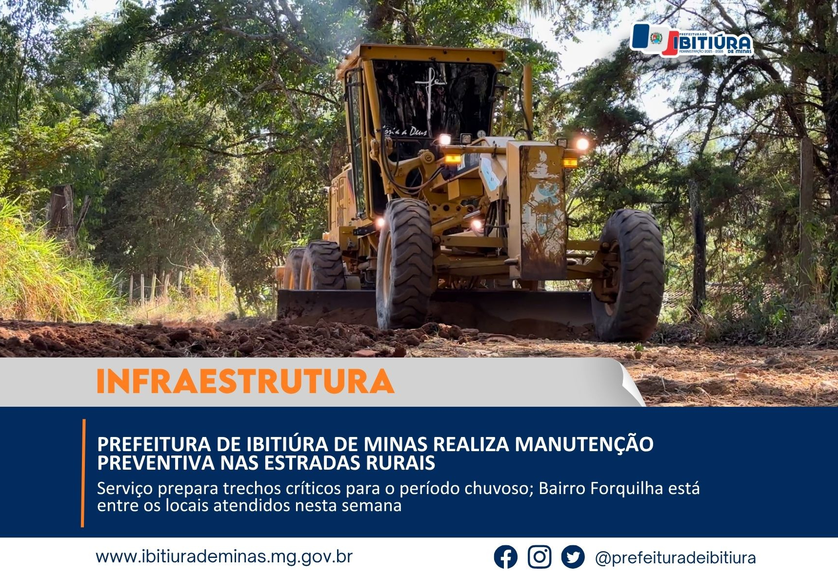 PREFEITURA DE IBITIÚRA DE MINAS REALIZA MANUTENÇÃO PREVENTIVA NAS ESTRADAS RURAIS