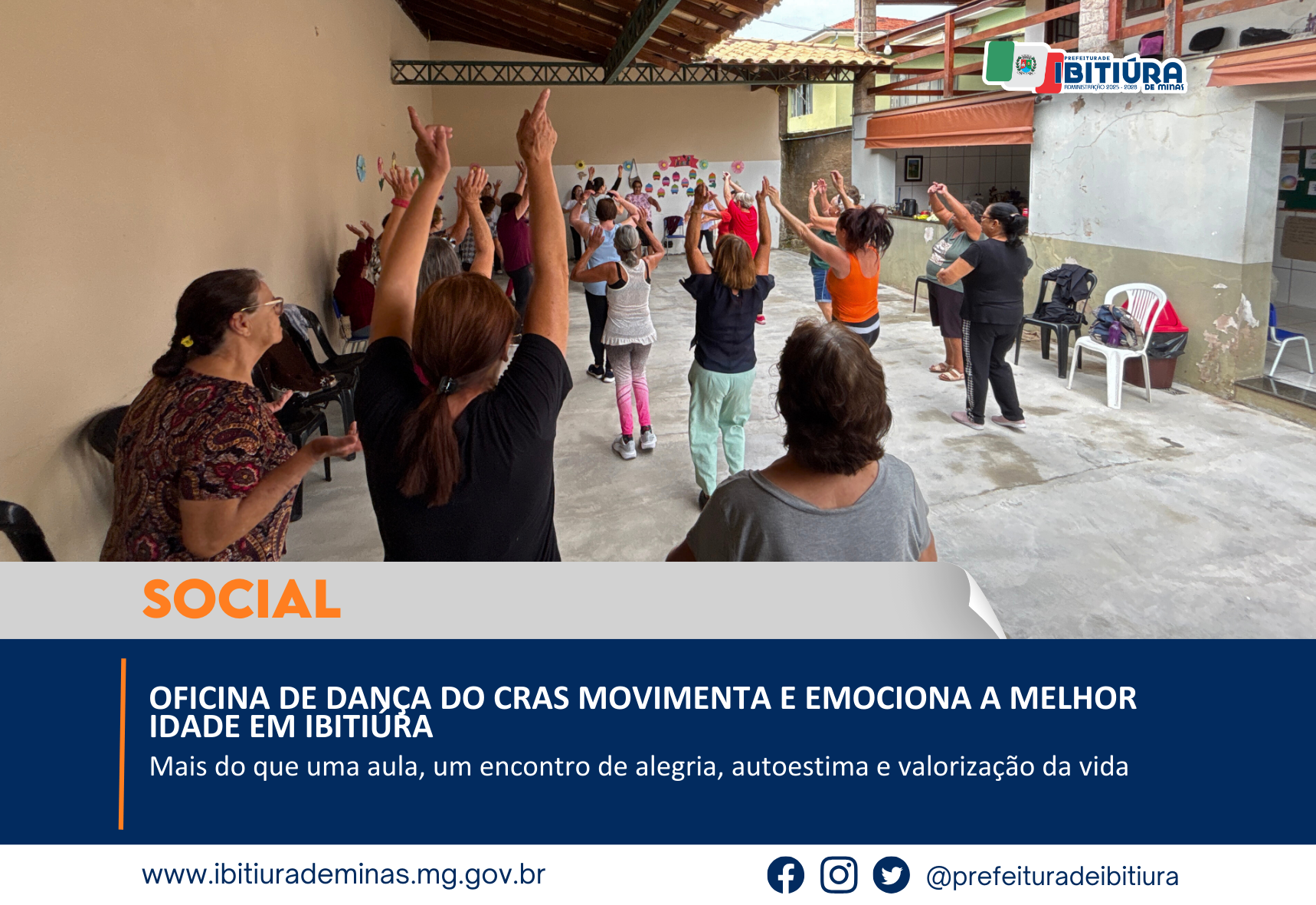 OFICINA DE DANÇA DO CRAS MOVIMENTA E EMOCIONA A MELHOR IDADE EM IBITIÚRA