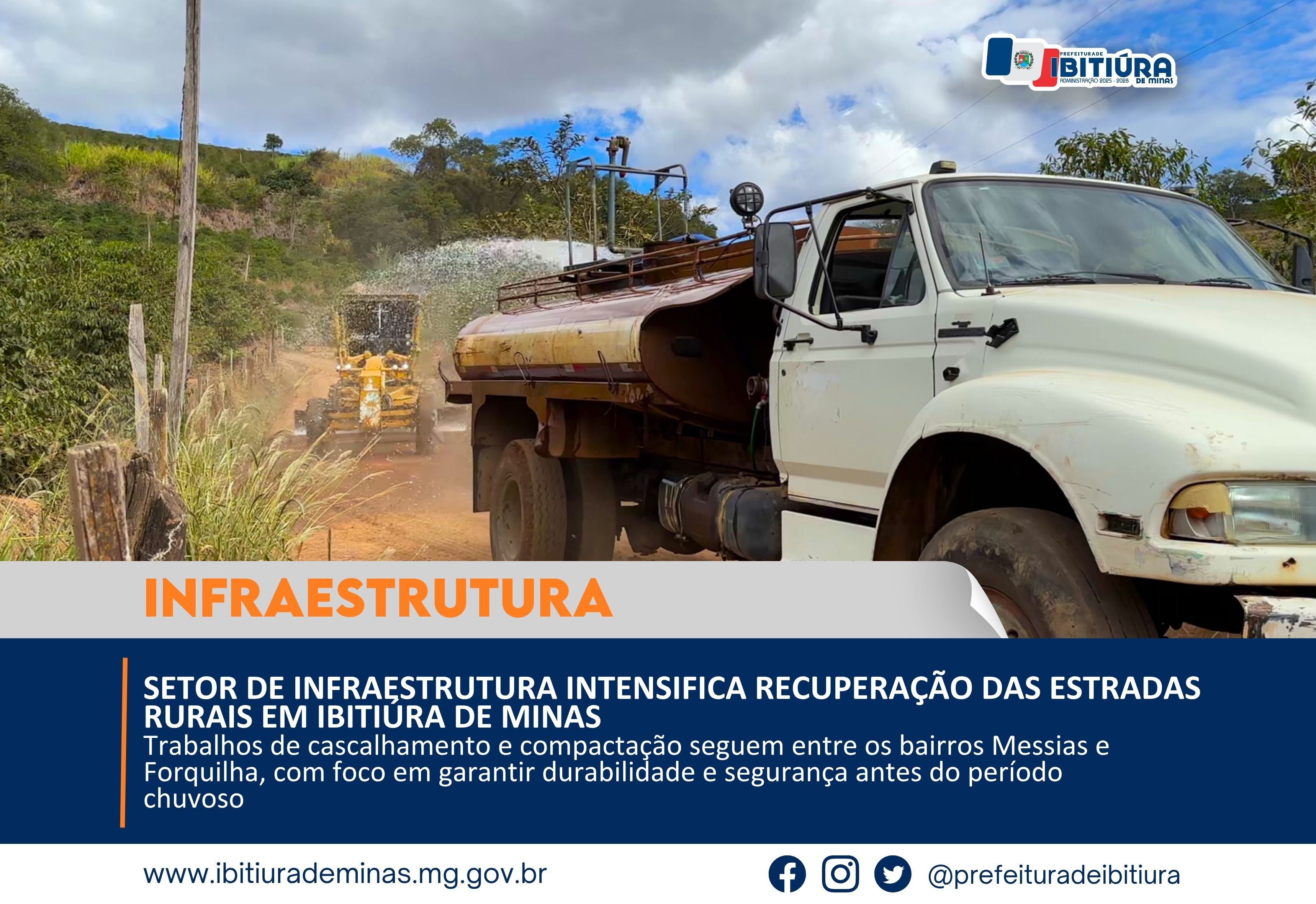 SETOR DE INFRAESTRUTURA INTENSIFICA RECUPERAÇÃO DAS ESTRADAS RURAIS EM IBITIÚRA DE MINAS