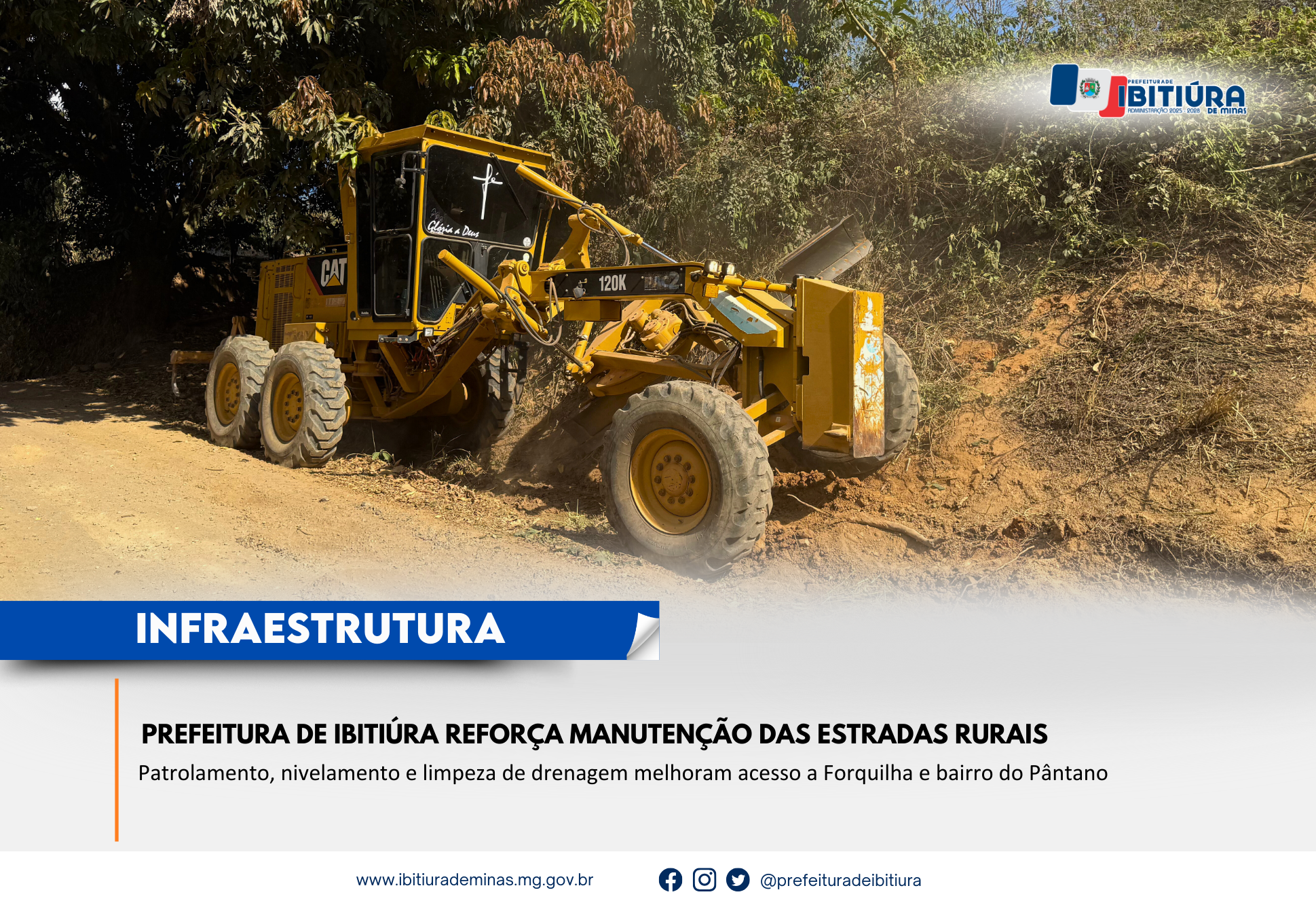 PREFEITURA DE IBITIÚRA REFORÇA MANUTENÇÃO DAS ESTRADAS RURAIS